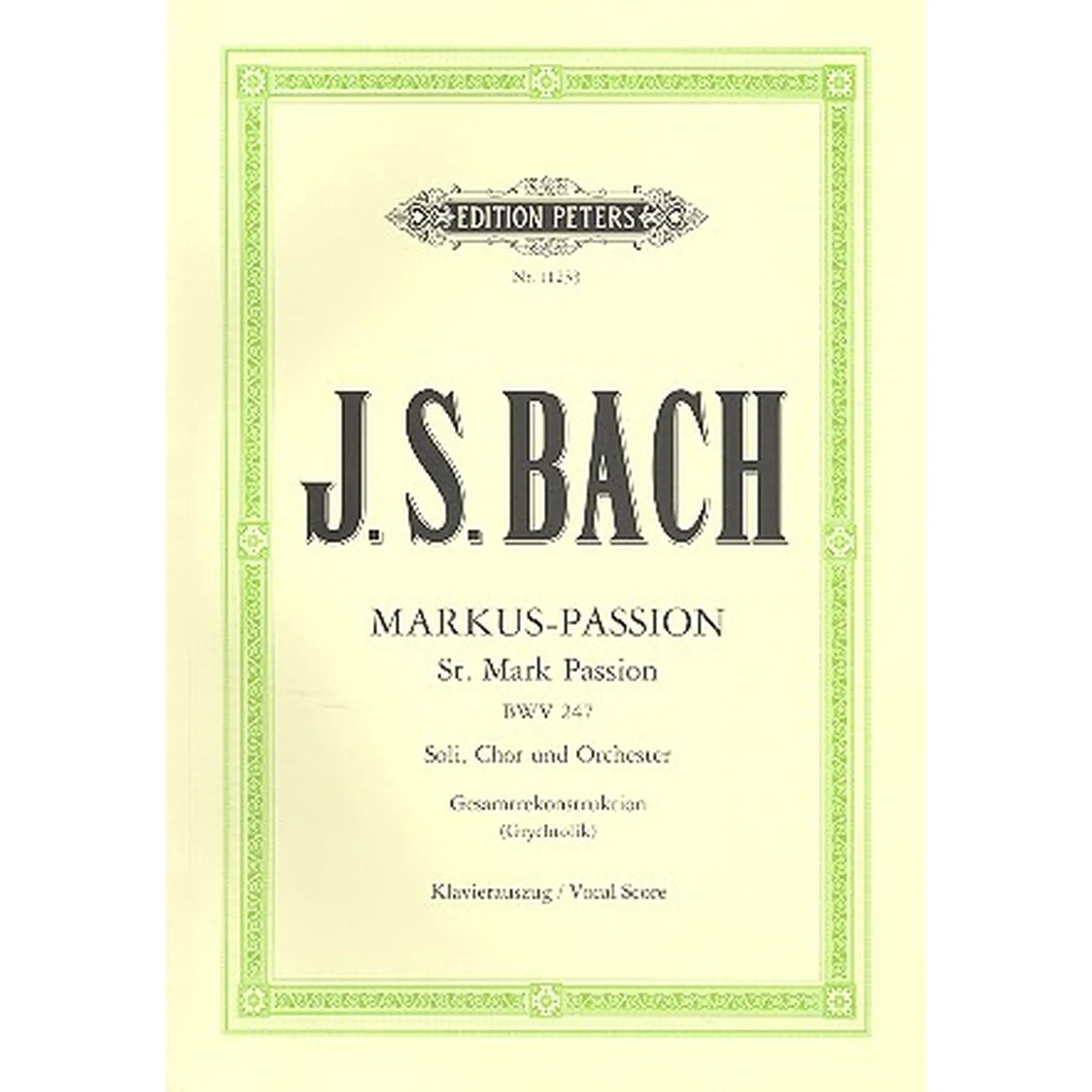 Vorderes Coverbild Markus-Passion BWV 247