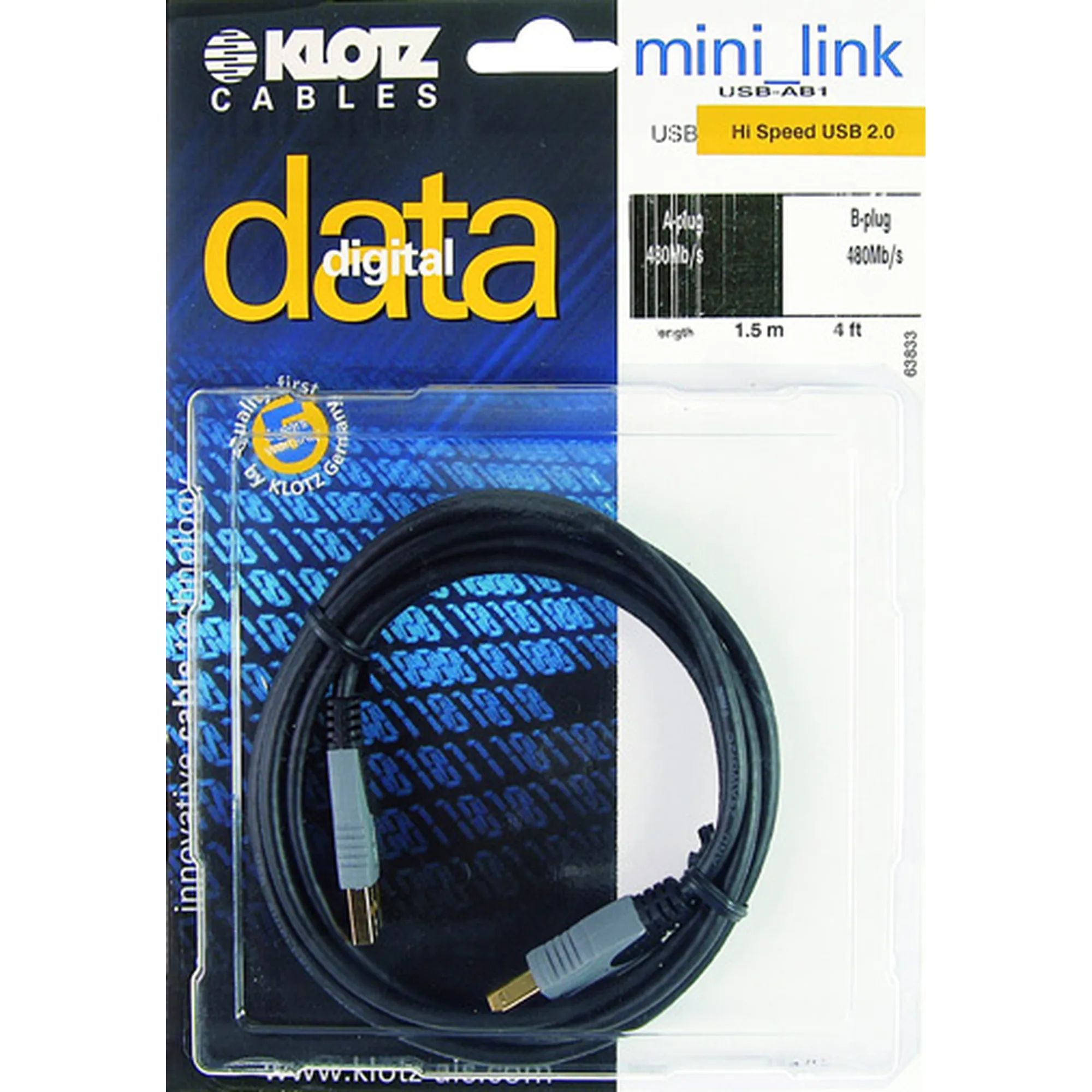 Klotz USB-AB1 1,5 Meter