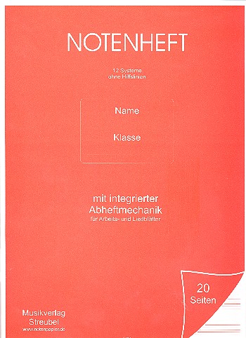 Vorderes Coverbild Notenheft 12 Systeme Din A4 hoch ohne Hilfslinien