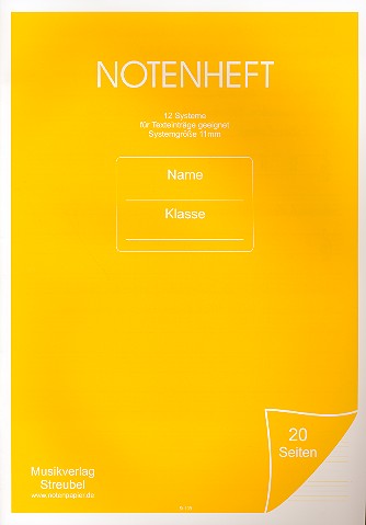 Vorderes Coverbild Notenheft Din A4 12 Systeme mit Lineatur