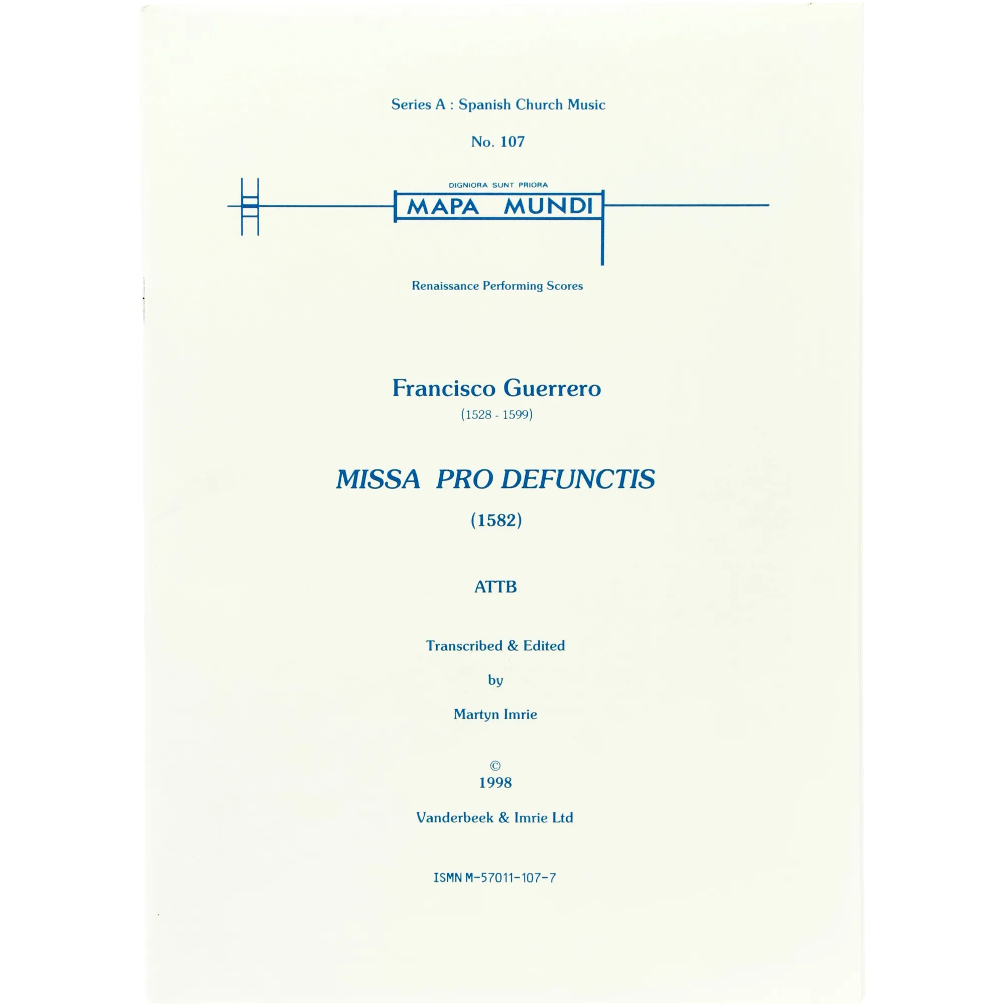 Vorderes Coverbild Missa pro defunctis for mixed chorus