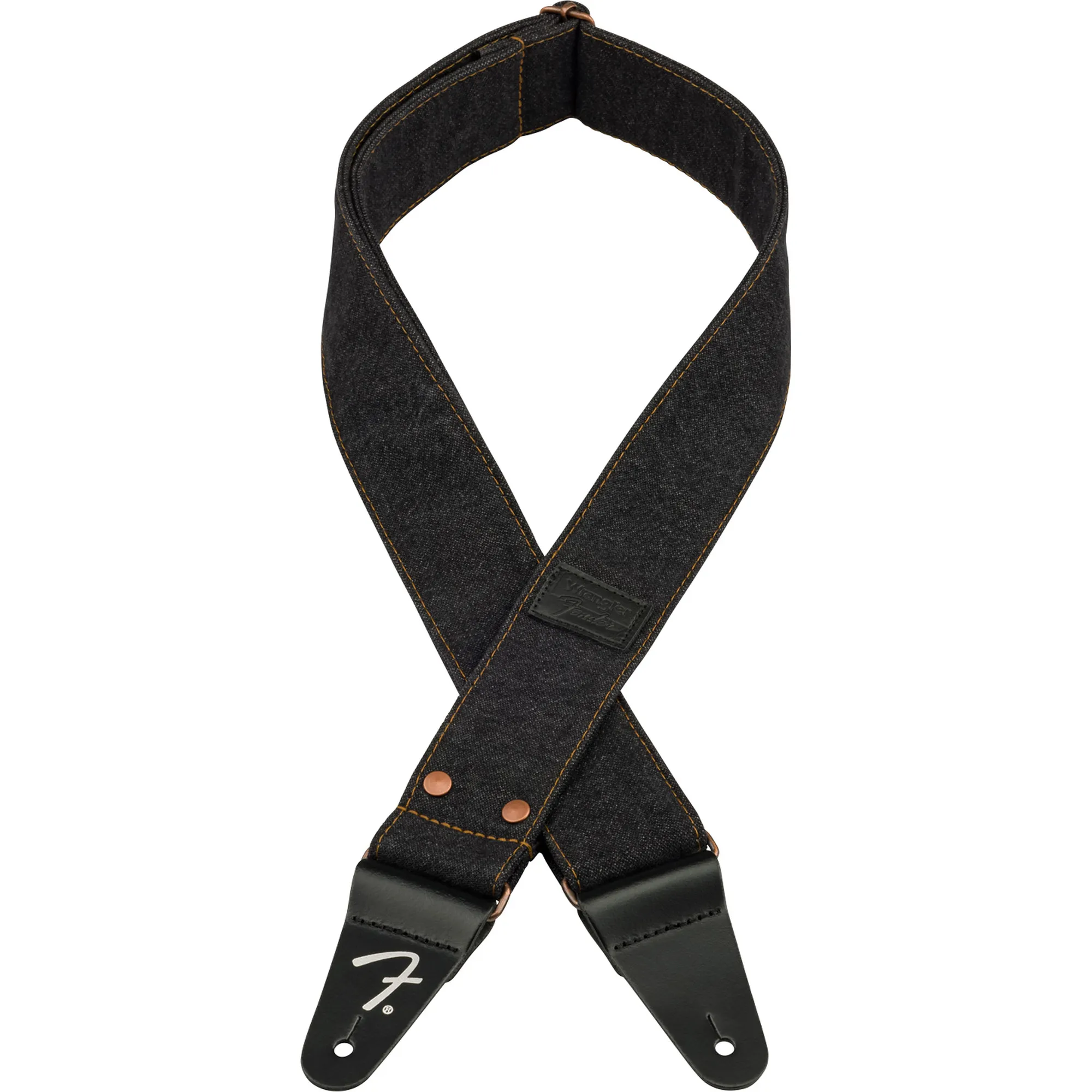 Vorderes Coverbild Fender X Wrangler Denim Strap Black Rivet