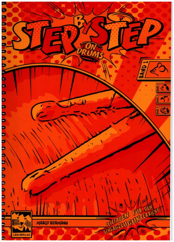 Vorderes Coverbild Step by Step on Drums Band 1