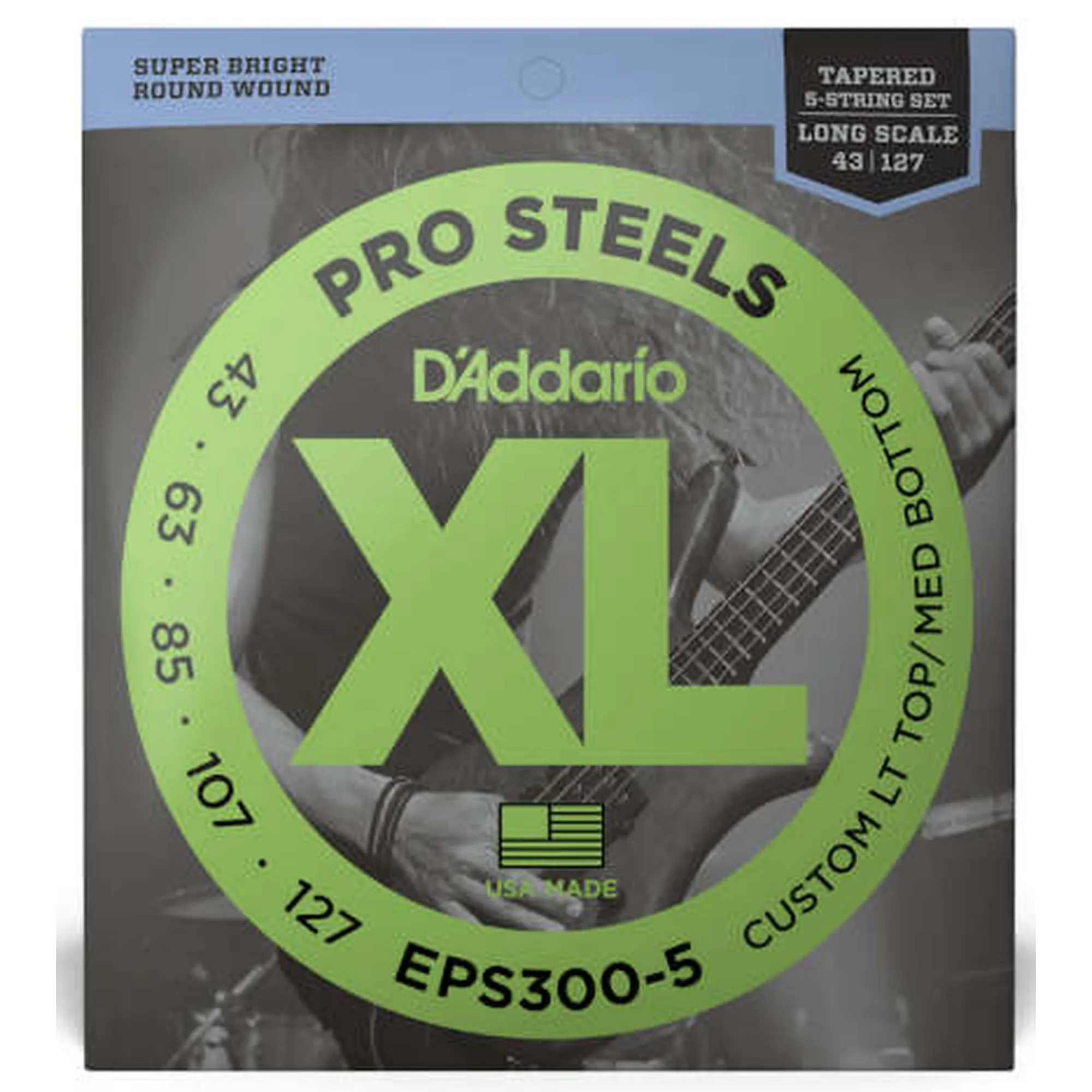 Vorderes Coverbild D´Addario EPS300-5 Pro Steels Long Scale/Custom Light Top-Medium Bottom