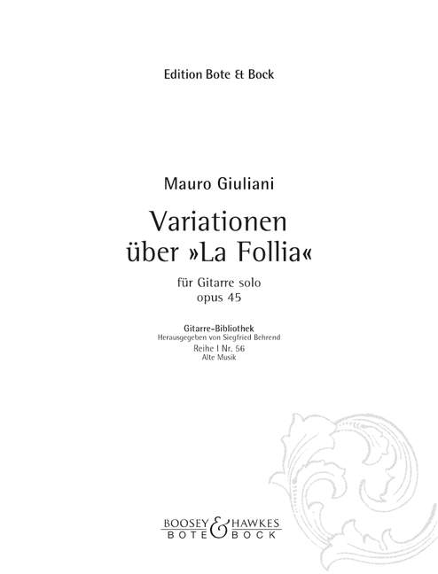 Vorderes Coverbild Variationen über 'La Folia' op.45