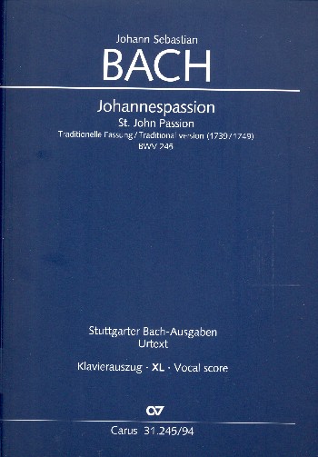 Vorderes Coverbild Johannespassion BWV245 (traditionelle Fassung 1739/1749)