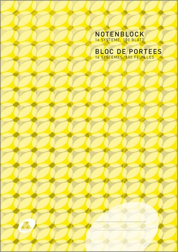Vorderes Coverbild Notenblock Din A4 hoch 16 Systeme 100 Blatt