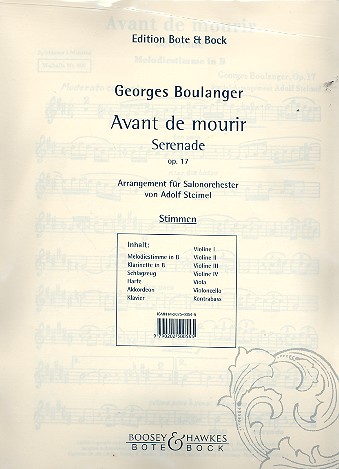 Vorderes Coverbild Avant de mourir op.17: Serenade