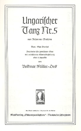 Vorderes Coverbild Ungarischer Tanz Nr.5 für gem Chor