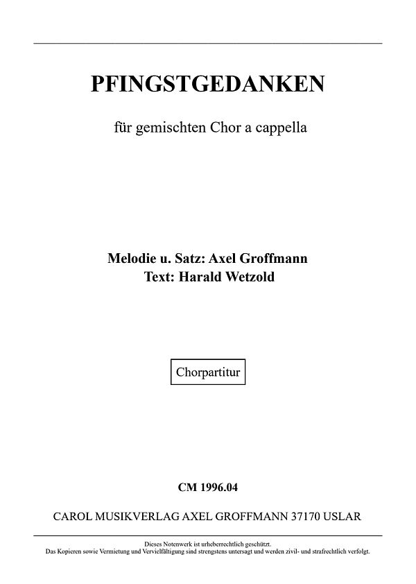 Vorderes Coverbild Pfingstgedanken