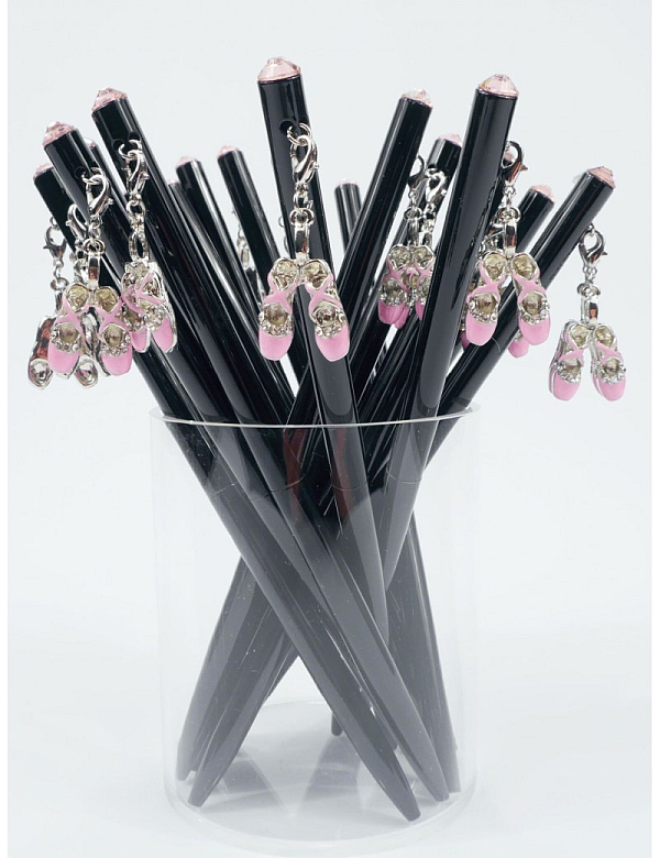 Vorderes Coverbild Kugelschreiber mit Anhänger Ballettschuhe rosa/Kristall