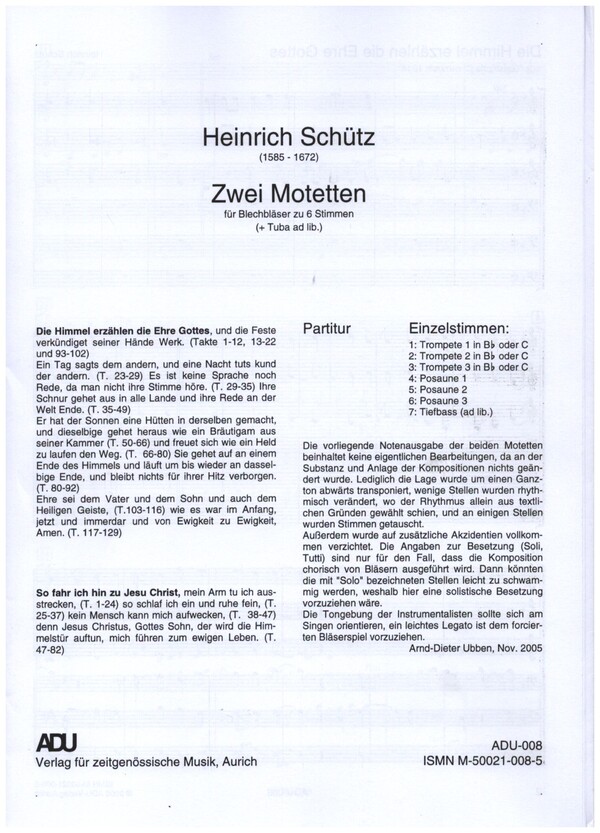 Vorderes Coverbild 2 Motetten