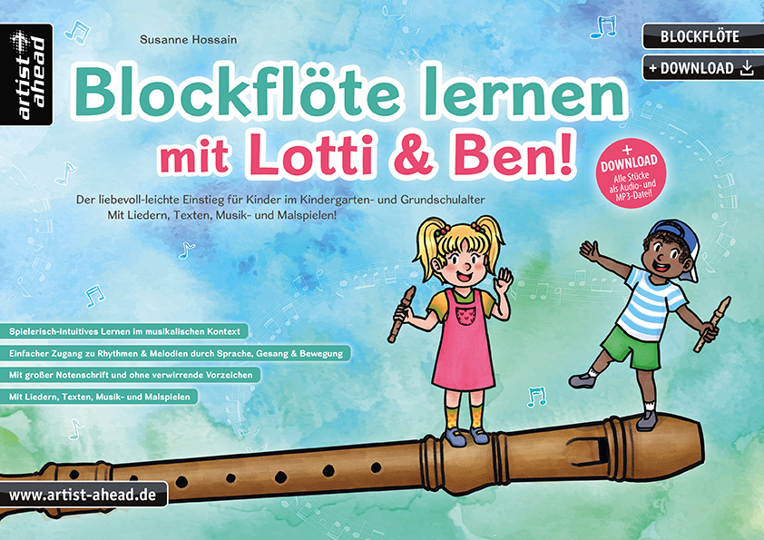 Vorderes Coverbild Blockflöte lernen mit Lotti & Ben! Band 1 (+Online Audio)