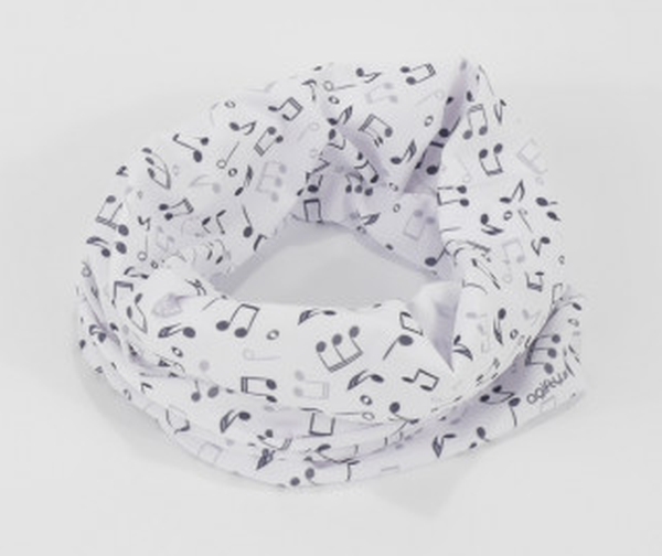 Vorderes Coverbild Loop / Schlauchschal mit Noten schwarz / weiß