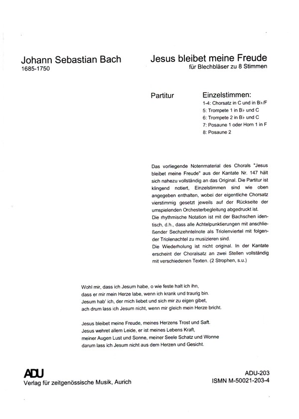 Vorderes Coverbild Jesu bleibet meine Freude