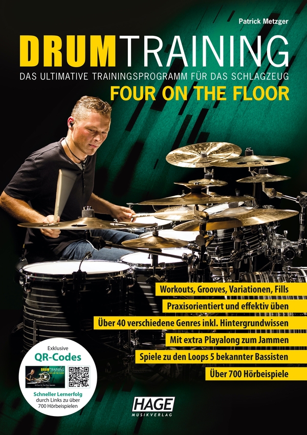 Vorderes Coverbild Drum Training Four On The Floor (+QR-Codes)
