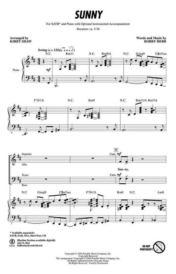 Vorderes Coverbild Sunny for mixed chorus