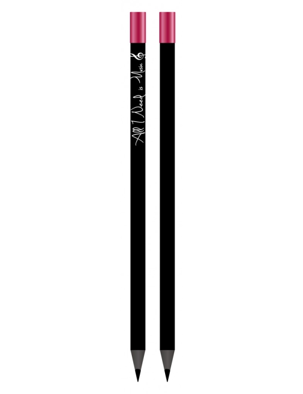 Vorderes Coverbild Bleistift "All I Need is Music" magnetisch schwarz/rot
