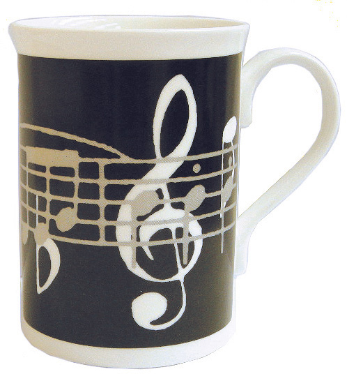 Vorderes Coverbild Black Music Notes Bone China Mug