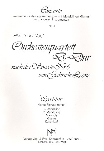 Vorderes Coverbild Orchesterquartett D-Dur für 2 Mandolinen,