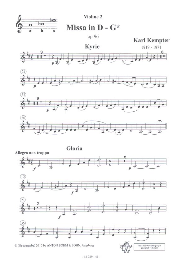 Vorderes Coverbild Messe in D - G op.96 