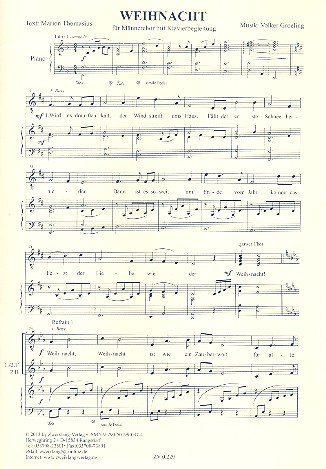 Vorderes Coverbild Weihnacht für Männerchor