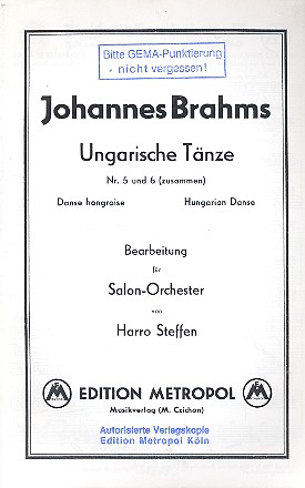 Vorderes Coverbild Ungarische Tänze Nr.5 und Nr.6