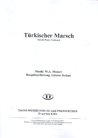 Vorderes Coverbild Türkischer Marsch für Klavier (B-Instrumente)
