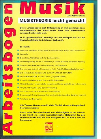Vorderes Coverbild Arbeitsbogen Musik Musiktheorie