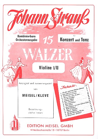 Vorderes Coverbild 15 Walzer für Konzert und Tanz