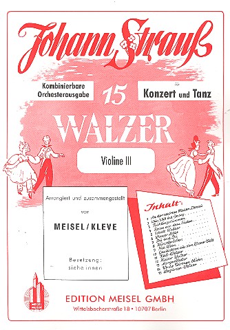 Vorderes Coverbild 15 Walzer für Konzert und Tanz