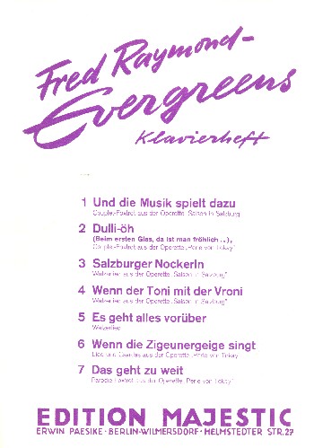 Vorderes Coverbild Fred Raymond Evergreens :