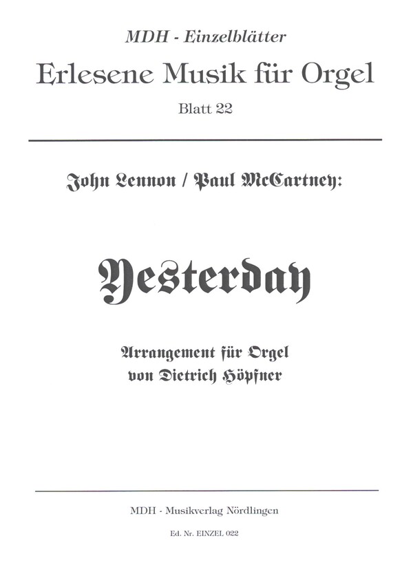 Vorderes Coverbild Yesterday