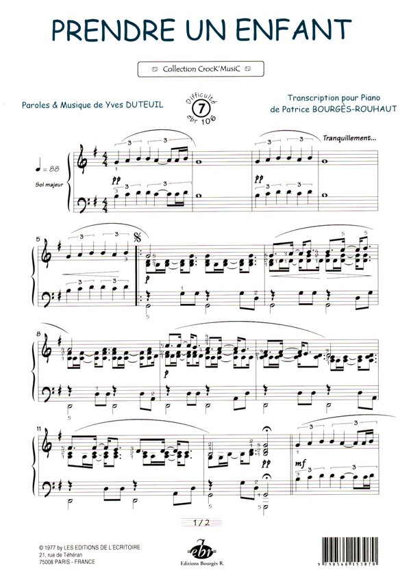 Vorderes Coverbild Prendre un enfant par la main: pour piano