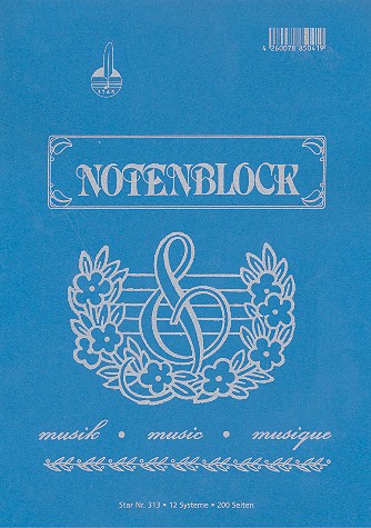 Vorderes Coverbild Notenblock DIN A4 hoch 12 Systeme