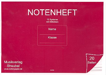 Vorderes Coverbild Notenheft Din A5 quer 6 Systeme mit Hilfslinien