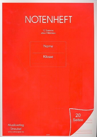 Vorderes Coverbild Notenheft  12 Systeme ohne Hilfslinien