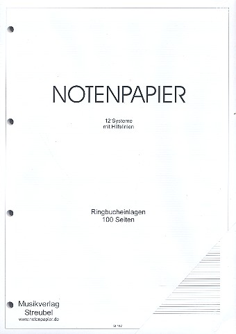 Notenpapier 12 Systeme mit Hilfslinien