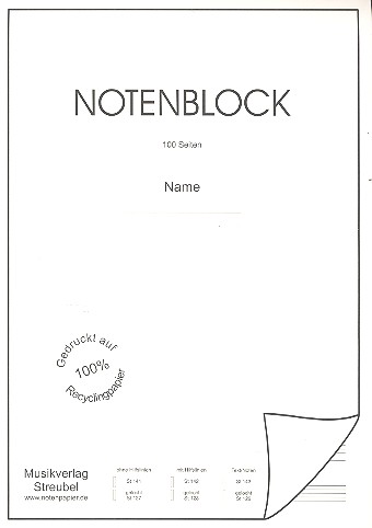 Vorderes Coverbild Notenblock 14 Systeme mit Lineatur für Texteinträge
