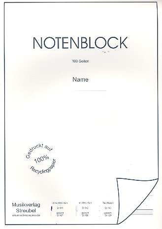 Vorderes Coverbild Notenblock 12 Systeme ohne Hilfslinien