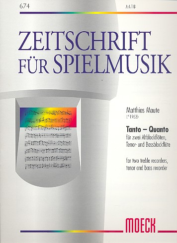 Vorderes Coverbild Tanto-Quanto für 4 Blockflöten (AATB)