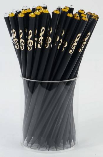 Vorderes Coverbild Bleistift mit Violinschlüssel golden Folie/Kristall