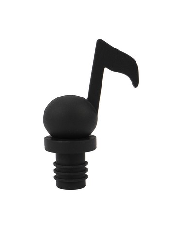Vorderes Coverbild Weinflaschenverschluss Achtelnote schwarz Silikon 8.5 cm