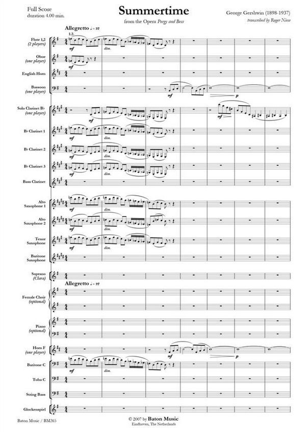 Vorderes Coverbild Summertime - from the Opera Porgy and Bess