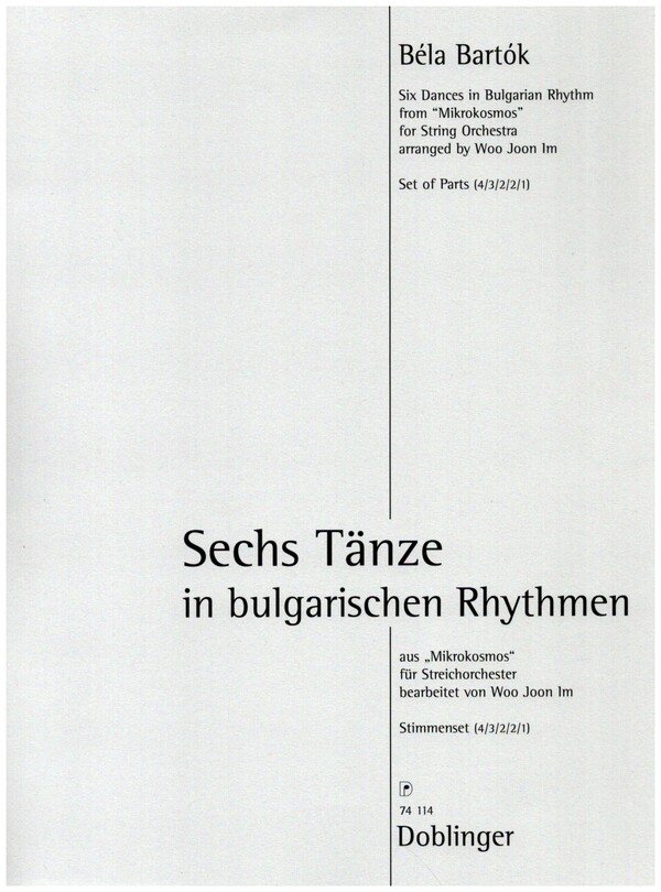 6 Tänze in bulgarischen Rhythmen aus "Mikrokosmos"