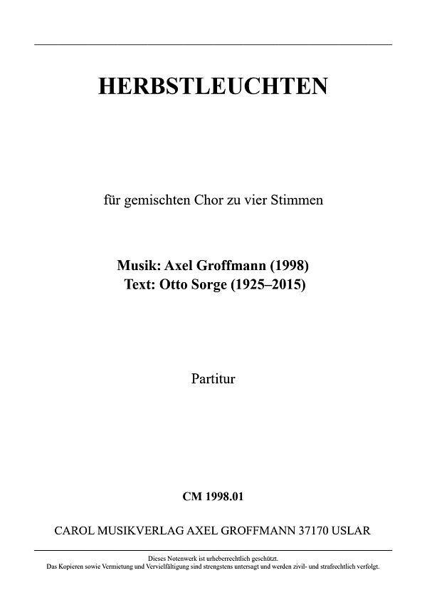 Vorderes Coverbild Herbstleuchten