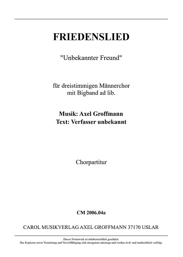 Vorderes Coverbild Friedenslied "Unbekannter Freund"