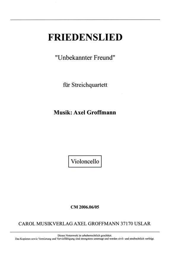 Vorderes Coverbild Friedenslied "Unbekannter Freund"