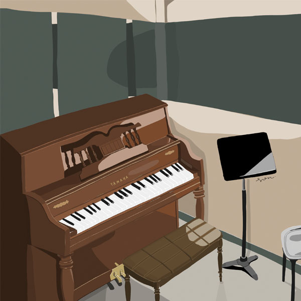 Vorderes Coverbild Practice Room Postcard Klavier