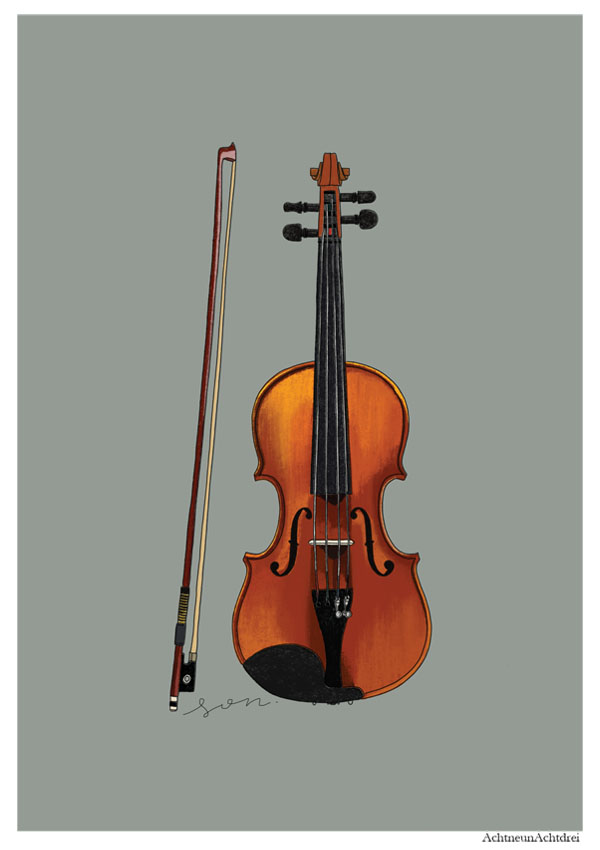 Vorderes Coverbild Illustrated Postcard Geige